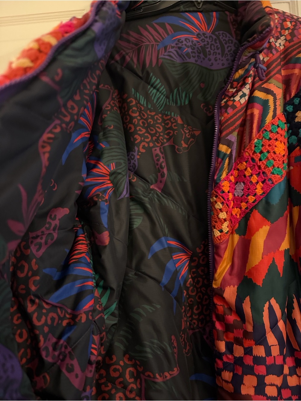 FARM Rio Vibrant Multicolor Patchwork Puffer Jacket - Picture 2 of 2